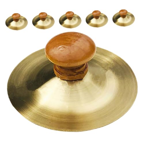 ERINGOGO 6er-Pack Mini-Becken Traditionelle Chinesische Gong-fingerbecken Holzgriffe für Jungen und Mädchen Erwachsene Sicheres Musikinstrument Zum Tanzen von ERINGOGO