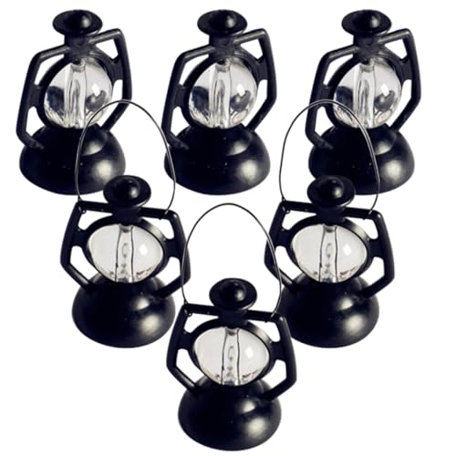 ERINGOGO 6 Stück Puppenhaus-Miniatur-Essen-Spielszene Halloween Dekoration Halloween-Dekoration Dekoration Weihnachten büro Dekoration Simulation Petroleumlampe Laternenlichtmodell Black von ERINGOGO