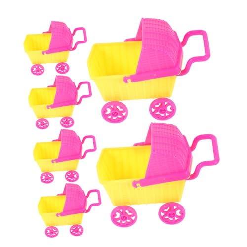 ERINGOGO 6 Stück Puppenwagen kaufmannsladen Kinderwagen Supermarkt Einkaufswagen Dolly Miniaturen Auto Warenkorb Puppen-Einkaufswagen Plastik von ERINGOGO