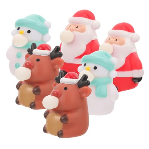 ERINGOGO 6 Stück Weihnachts Quetschpuppen Lustiges Quetschspielzeug Weihnachts Dekompressionsspielzeug Weihnachtsstrumpffüller Weihnachts Quetschpuppen Rentierfiguren Langsam von ERINGOGO