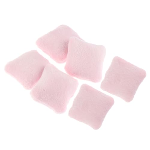 ERINGOGO 6 Stück Zubehör Für Puppenhäuser Miniaturtuch Minikissen Für Puppen Kleines Kissen Haustier Bett Extra Große Couchkissen Puppenhauskissen Teppich Möbel Flanell Rosa von ERINGOGO