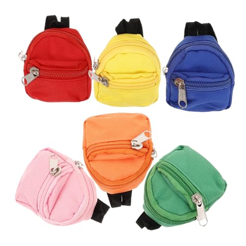 ERINGOGO 6 Stück kleine Schultasche geldbörse Mini Rucksack Accessoire Miniatur Mädchen Beutel Mini-Rucksack-Geldbörse Babypuppenrucksack Polyester von ERINGOGO