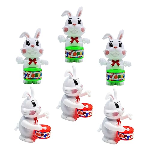 ERINGOGO 6 Stücke Trommelnder Hase interaktives Interactive Toys Schlagzeug Toys for hasenförmchen Kaninchenspielzeug aus Kunststoff Aufziehfigur Plastik von ERINGOGO