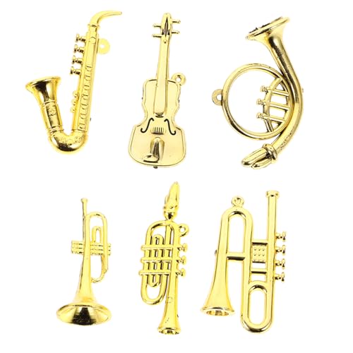 ERINGOGO 6St Mini-Instrumentenset bastelmaterial für Kinder bastelsets für Kinder Puppenhaus-Saxophon Mini-Saxophon-Modell Miniaturinstrumente Mini-Instrumentenmodelle Plastik Golden von ERINGOGO