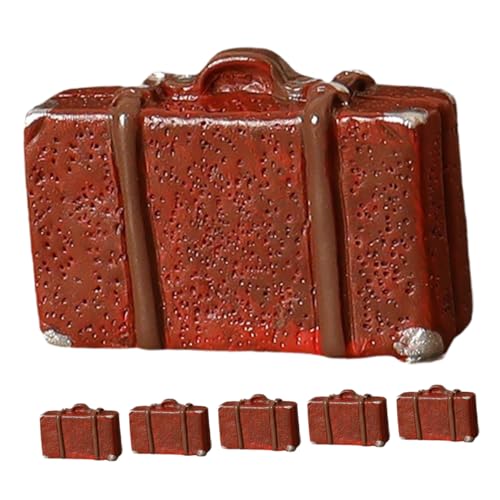 ERINGOGO 6St Puppenhaus Reise Koffer Spielzeug Koffer Spielzeugkoffer Miniaturmöbel Koffer für Puppenhäuser Kofferset fahrradtasche gepäckträger Mini-Koffer Reisespielzeug Harz Brown von ERINGOGO