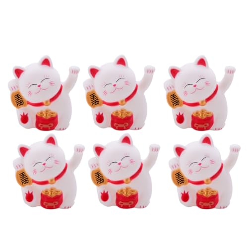 ERINGOGO 6St Winkende Katze Maneki-Neko-Charme Katzenspielzeug für Kinder glückliche Katzenverzierung glückliche Katzendekorationen Kinder-Squeeze-Spielzeug Druckentlastungsspielzeug Vinyl von ERINGOGO