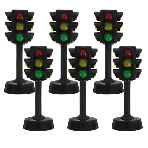 ERINGOGO 6st Ampelspielzeug Ampelkinder -ampel Ampel-kinderspielzeug Signal Licht Anmachen Kinderspielset Für Jungen -ampel- Mini-ampellampe Mit Sockel Abs Black von ERINGOGO