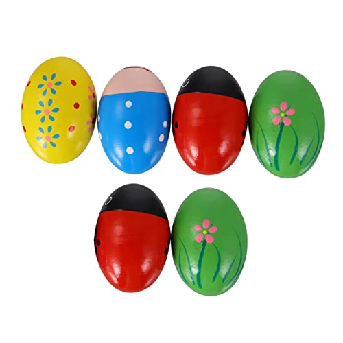 ERINGOGO 6st Eierbecher Trainingsspielzeug Greifen Ostereierstreuer Aus Holz Perkussionsmusik Egg Shaker -Percussion-Musik-Eier Aus Holzeiern Ostereier Aus Holz Hölzern von ERINGOGO