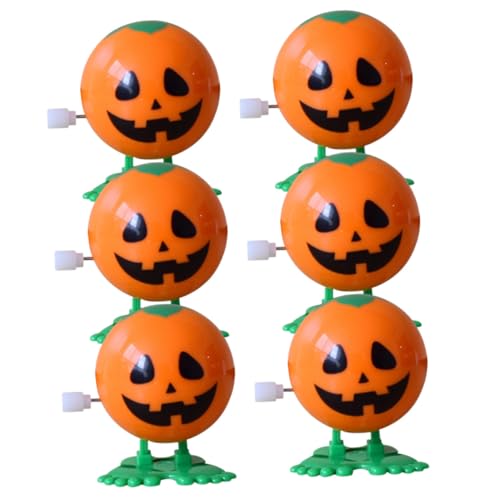 ERINGOGO 6st Halloween- Uhrwerk Wandelnder Kürbis Halloween-ausstecher Lustige Aufziehspielzeuge Uhrwerk- Mit Halloween-motiven Cartoon-aufziehspielzeug Plastik Orange von ERINGOGO