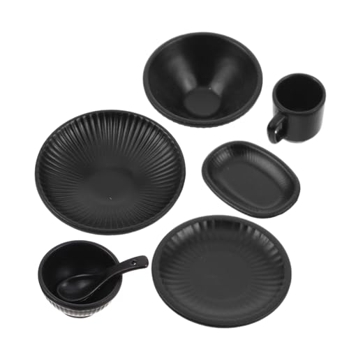 ERINGOGO 7 Stück Teiliges Miniatur-dinnerware-Set mit Vertikalen Streifen Japanischer Stil Metallgeschirr für Puppenhaus Kleine Schalen Teller und Tassen Stabile Mini-küchenaccessoires für ERINGOGO 7 Stück Teiliges Miniatur-dinnerware-Set mit Vertikalen Streifen Japanischer Stil Metallgeschirr für Puppenhaus Kleine Schalen Teller und Tassen Stabile Mini-küchenaccessoires für von ERINGOGO
