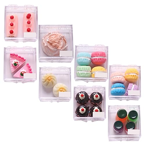 ERINGOGO 8 Sets Miniatur Lebensmittel Set Mini Dessert Spielzeug Puppenhaus Mini Kuchen Winzige Macaron Dekore Fake Kuchen Lebensmittel Modell Mini Dessert Modell Künstlicher von ERINGOGO