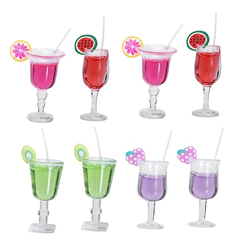 ERINGOGO 8 Stück Fruchtcocktail Margarita Miniatur-Cocktail-Ornament Wein Mini-Wasserbecher Cocktails sammlerstücke spielsachen Obstcocktail Toy kleine Essensdekoration Mini-Hausbedarf Harz von ERINGOGO