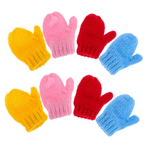 ERINGOGO Bezaubernde Mini-Handschuhe für Puppen 8-teiliges Set Weiches Garn Mehrfarbig Zum Basteln und Dekorieren von ERINGOGO