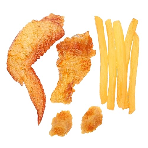 ERINGOGO 9 Teiliges Lebensmittelmodell Hühnchen Vorgetäuschtes Essen Künstliches Französisches Gekochtes Pommes Frites Künstliches Pommes Frites Lebensmittelsimulation von ERINGOGO