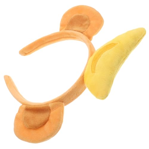 ERINGOGO Affenohren Stirnband Cosplay-Haarreifen Plüsch Tierkopfbedeckung Bananenkostüm lustiger Haarreif camoing tierhaarreifen Stirnband mit Affenohren Party-Haar-Accessoire Plastik Brown von ERINGOGO