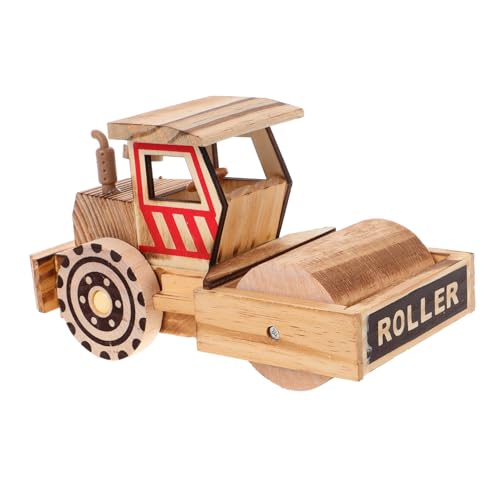 ERINGOGO Antikes Kunsthandwerk aus Holz holzspielzeug -Rollwagen Holzroller-LKW-Verzierung Rollwagen-Dekoration Rollwagen Figur Desktop-Rollwagen-Modell-Ornament hölzern von ERINGOGO