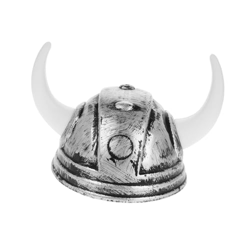 ERINGOGO Anziehhut Mittelalterlicher Wikingerhelm Wikinger Schild Hut Mit Horn Wikinger-krieger-helm Wikingerkostüme Wikingerhut Mit Hörnern Kostüm Hüte Festivalhut Plastik Silver von ERINGOGO