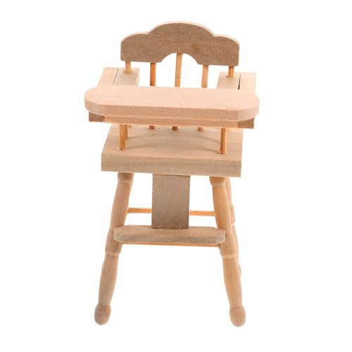 ERINGOGO Babyhochstuhl sitzhocker Kinder kindersitze essstuhl Essensstuhl gieskanne kinderspielzeug mockin Mini-Möbel Miniatur-Hochstuhl für Puppen Miniaturstuhl DIY-Hochstuhl hölzern von ERINGOGO