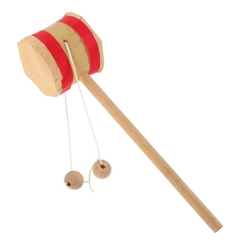 ERINGOGO Bambusrassel kindertrommel babyspielzeug Musikalisches für aus Holz musikspielzeug im chinesischen Stil rotierendes Trommelspielzeug Beige von ERINGOGO