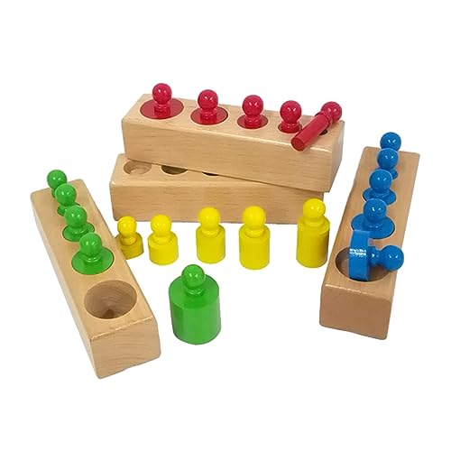 ERINGOGO Buntes Montessori Zylinder Puzzle Für Frühes Pädagogisches Holzspielzeug Motorik Und Farben Lernspielzeug Für Jungen Und Mädchen Teilig von ERINGOGO