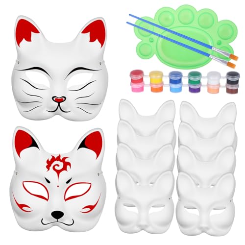 ERINGOGO DIY Fuchs Maske mit Farben Paints und Pinseln Leere Papier Halbmasken für Party Karneval Kostüm Cosplay Tiermasken zum Bemalen und Basteln ERINGOGO DIY Fuchs Maske mit Farben Paints und Pinseln Leere Papier Halbmasken für Party Karneval Kostüm Cosplay Tiermasken zum Bemalen und Basteln von ERINGOGO
