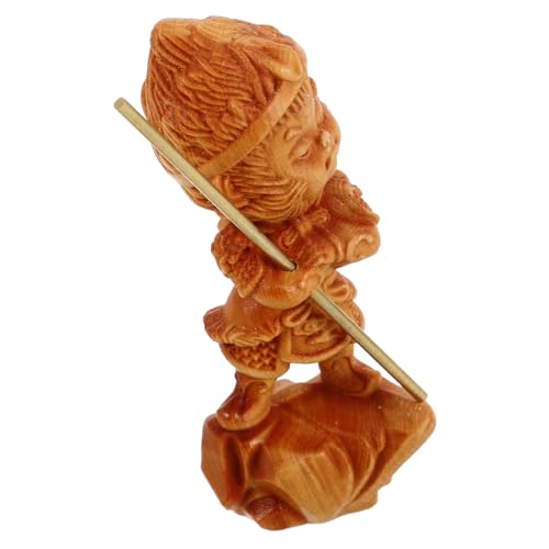 ERINGOGO Dekorationsstücke Von Monkey King Kung-fu-statuen -Ornament Tierskulptur Aus Holz Wukong-statuen Mini-affen-skulptur Tierfigur Aus Holz Affendekorationen Hölzern Light Brown von ERINGOGO