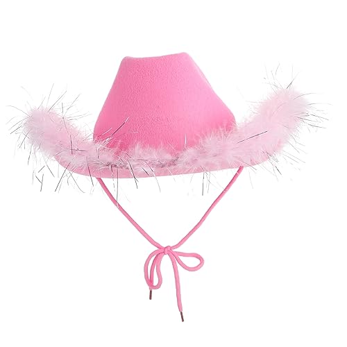 ERINGOGO Denim-Filzhut Kostüme Festival Party Outfit faschingsaccessoires fasching accessoires Schützender Hut Karnevalshut Erwachsene Hut Kopfschmuck Erwachsener Hut Filzstoff Rosa von ERINGOGO