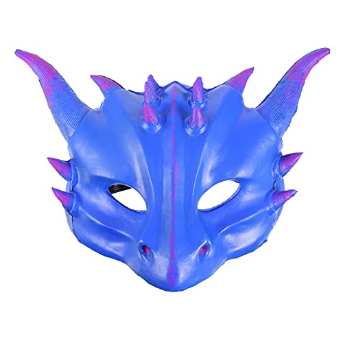 ERINGOGO Drachenmaske 3D-Tiermaske Gruselige Halbe Gesichtsmaske Dämonenmaske Teufelskostüm Für Halloween Cosplay Maskerade Partybevorzugung Blau von ERINGOGO