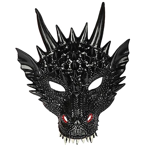 ERINGOGO Drachenmaske Drachenkopfmaske Für Erwachsene Drachen-gesichtsmaske Maskerade Drachenkostüm Karneval Drachenkopf Maske Drachen Gesichtsmaske Halloween-drachenkostüm Pu Black von ERINGOGO