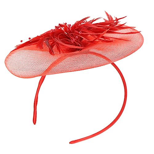 ERINGOGO Eleganter Haarschmuck Mit Federn Und Schleife Roter Haarreif Für Partys Hochzeiten Und Besondere Anlässe Stilvolles Accessoire Für Damen Und Mädchen von ERINGOGO