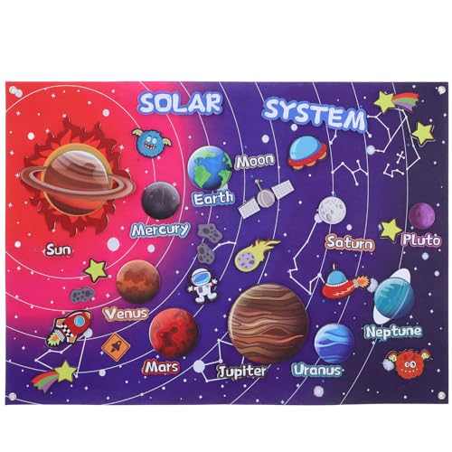 ERINGOGO -Geschichtenbrett Sonnensystem Planeten Spielzeug -Flanellbrett Geschichtenset Interaktives Geschichtenerzählen Spielset Wiederverwendbares Wandbehang-Weltraumspielzeug von ERINGOGO