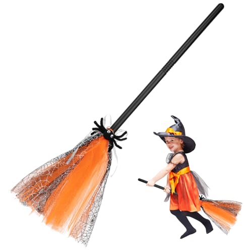 ERINGOGO Halloween-Besen Halloween-Party Zauberer Fliegender Besenstiel Stick-kostüm Besenstiel Tanne Kleinkind Halloween-flügel Halloween Cosplay Hexenbesen Halloween-Foto Plastik Orange von ERINGOGO