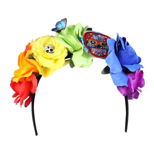 ERINGOGO Halloween Haarreif mit Rosen und Totenkopf Buntes Blumenhaarband für Damen Party und Festival Kopfschmuck Geeignet für Halloween Kostüm und Fotoshootings ERINGOGO Halloween Haarreif mit Rosen und Totenkopf Buntes Blumenhaarband für Damen Party und Festival Kopfschmuck Geeignet für Halloween Kostüm und Fotoshootings von ERINGOGO