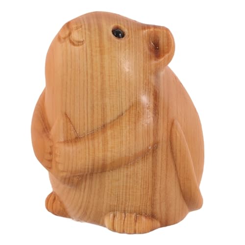 ERINGOGO Hamstermodell aus Holz 2025 Kopfbedeckung Zwerge Süßer Mondkalender Drachen Hamsterstatue aus Holz Holzfigur Hamster Tierdekoration Holzschnitzerei Hamsterfigur hölzern Light Brown von ERINGOGO