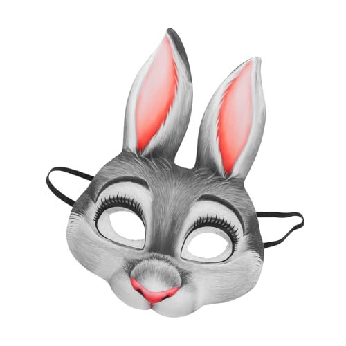 ERINGOGO Hasenmaske Halloween-Maske Karnevalsmaske masken für Lustige Maske Maskenball Partymasken für Erwachsene Maskerade Kawaii-Maske Kaninchen-Halbmaske tierische Partymaske Grey von ERINGOGO