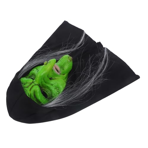 ERINGOGO Hexenmaske Mache-masken Halloween-maske Gruselige Halloween-party-maske Halloween-gruselmaske Cosplay-masken Halloween Gruselig Alte Frauenmaske Horrormaske Emulsion Green von ERINGOGO