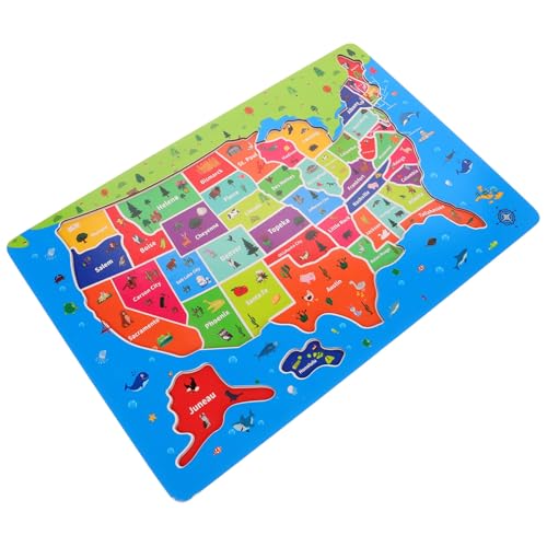 ERINGOGO Hölzernes Usa-Kartenpuzzle Für Kinder Usa-Kartenpuzzle Amerikanisches Kartenpuzzle Pädagogische Geografie-Rätsel Usa-Kartenpuzzle Für Jungen Und Mädchen Geburtstagsspiel von ERINGOGO