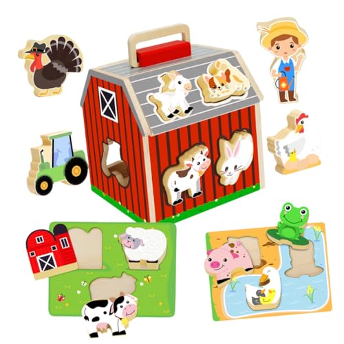 ERINGOGO Holz Bauernhof Puzzle Lernspielzeug aus Natürlichem Holz Montessori Sortierspiel für Kleinkinder Fördert Kognitive Entwicklung und Motorische Fähigkeiten ERINGOGO Holz Bauernhof Puzzle Lernspielzeug aus Natürlichem Holz Montessori Sortierspiel für Kleinkinder Fördert Kognitive Entwicklung und Motorische Fähigkeiten von ERINGOGO