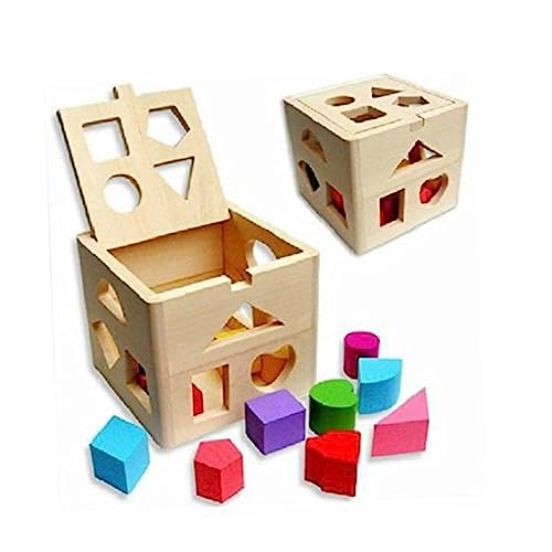 ERINGOGO Holz Baustein Set Für Geometrische Formen Lernspielzeug Für Junge Mädchen Und Kleinkinder Fördert Kreativität Und Motorik Für Jungen Und Mädchen Holzspielzeug von ERINGOGO