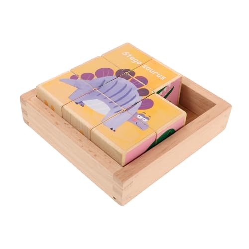 ERINGOGO Holz Puzzle Blöcke Süßes Dinosaurierspielzeug Cartoon-Puzzle Spielzeug Zum Bauen Von Dinosauriern Tierpuzzle Aus Holz Vorschulrätsel Dinosaurierspielzeug Für Kleinkinder Hölzern von ERINGOGO