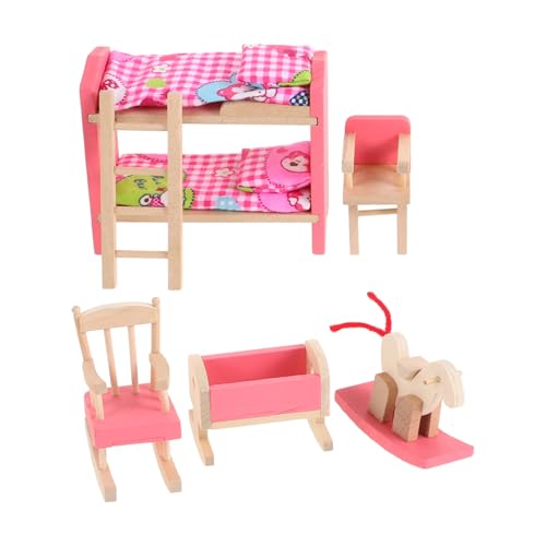 ERINGOGO Holz-puppenhaus-etagenbett Im Maßstab 1:12, Puppenhaus-möbel, Mini-puppenhaus-Bett-Set, Rollenspiel-möbel Für Miniatur- -szenen-Dekoration von ERINGOGO