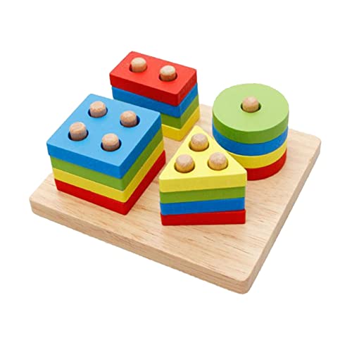 ERINGOGO Holzbausteine Set Lernspielzeug Für Kleinkinder Baustein Puzzle Zufälligen Farben Geometrische Formen Für Kreatives Und Frühe Entwicklung Teiliges Set von ERINGOGO