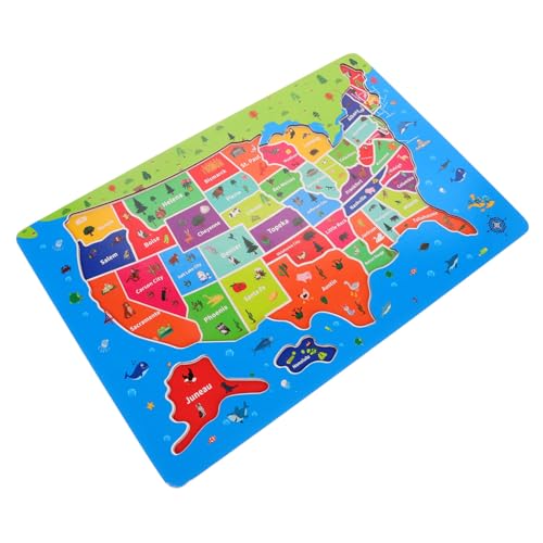 ERINGOGO Karten-Puzzle-Spielzeug Kinder Puzzles Kinder Rätsel Weltkarte Für Kinder Uns Kartenrätsel Lustiges Lernspielzeug Karte Der Vereinigten Staaten Karte Der Usa Bodenrätsel Hölzern von ERINGOGO