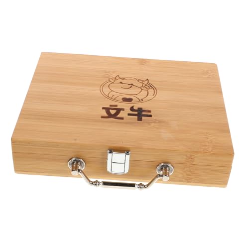 ERINGOGO Kasten Mini-Mahjong-Box Traditionelle Aufbewahrung Von Mahjong-Fliesen Holzkiste Für Chinesisches Mahjong Vintage-Koffer- Mini-kofferverpackung Hölzern Beige von ERINGOGO