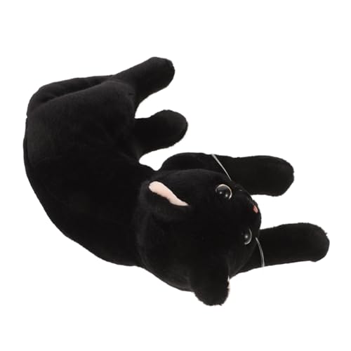 ERINGOGO Katze Plüschtier Spielzeugkätzchen Schwarze Katze Plüsch Realistische Schwarze Ausgestopfte Katze Langes Katzenplüschkissen Katze Ausgestopfte Tiere Plüschkatzenspielzeug Black von ERINGOGO