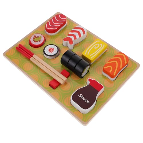 ERINGOGO Kinder-Sushi-Spielzeugset Aus Holz Rollenspiel-Sushi-Set Aus Holz Für Kinder Kochen Lernspiel Essen Küche Rollenspiel Vorschulalter Kleinkinder Jungen Und Mädchen von ERINGOGO