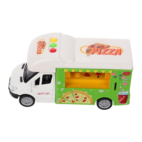 ERINGOGO Legierungspfusspielzeug Foodtruck Für Kompaktes Kinderspielzeug Food-Truck- Blinkendes Auto So Tun, Als Würde Man Foodtruck Pizza-Food-Truck Babybus Plastik von ERINGOGO