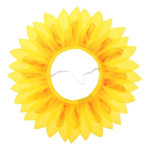 ERINGOGO Lustige Gesichtsmaske Blumendekoration Braut Stirnband floraler Kopfschmuck Feenkleid Lustige Kopfbedeckung Sonnenblume Kopfbedeckung Sonnenblumenhut Partyzubehör Seidentuch Yellow von ERINGOGO