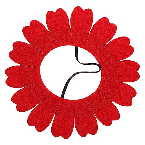 ERINGOGO Lustige Gesichtsmaske gelbe Kopfbedeckung Stirnbänder für Damen sonnenblumen kopfschmuck Sonnenblumen-Kopfschmuck Haarband Plüschblumenhut Sonnenblumenkopfbedeckung Filzstoff rot von ERINGOGO