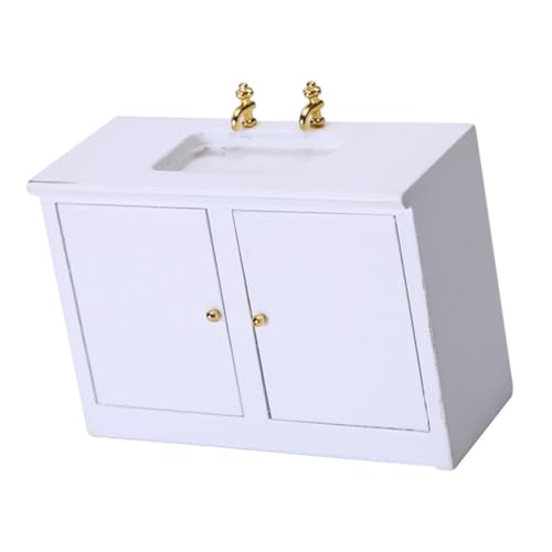 ERINGOGO Maßstab Kleines Badezimmer Möbel Accessoire Detaillierter Waschtisch für Puppenhaus Dekoration Weißer Mini Waschtisch mit Schrank Kindgerechtes Ornament ERINGOGO Maßstab Kleines Badezimmer Möbel Accessoire Detaillierter Waschtisch für Puppenhaus Dekoration Weißer Mini Waschtisch mit Schrank Kindgerechtes Ornament von ERINGOGO